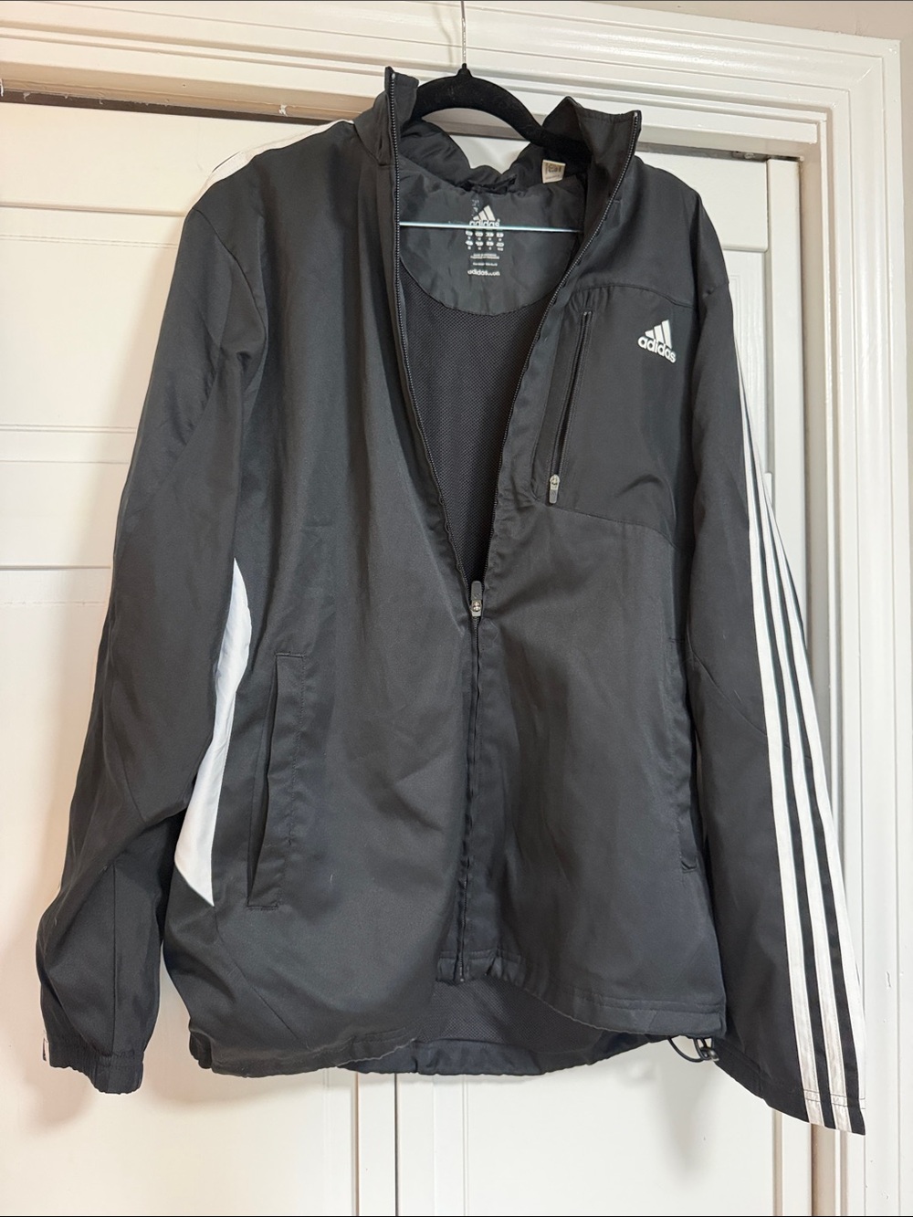 adidas Black and White Bomber-Style Track Jacket